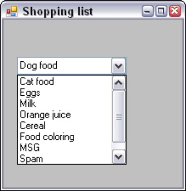 Figure 10-12: Combo boxes let you either make a choice or type data directly.